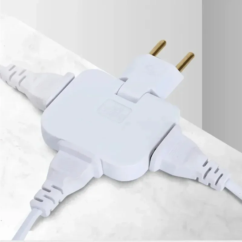 Enchufe europeo, 3 tomas de corriente de CA, multipla, 1 conversión, 3 extensiones, toma de corriente 180 ° Adaptador de CA con enchufe de cumplimiento giratorio