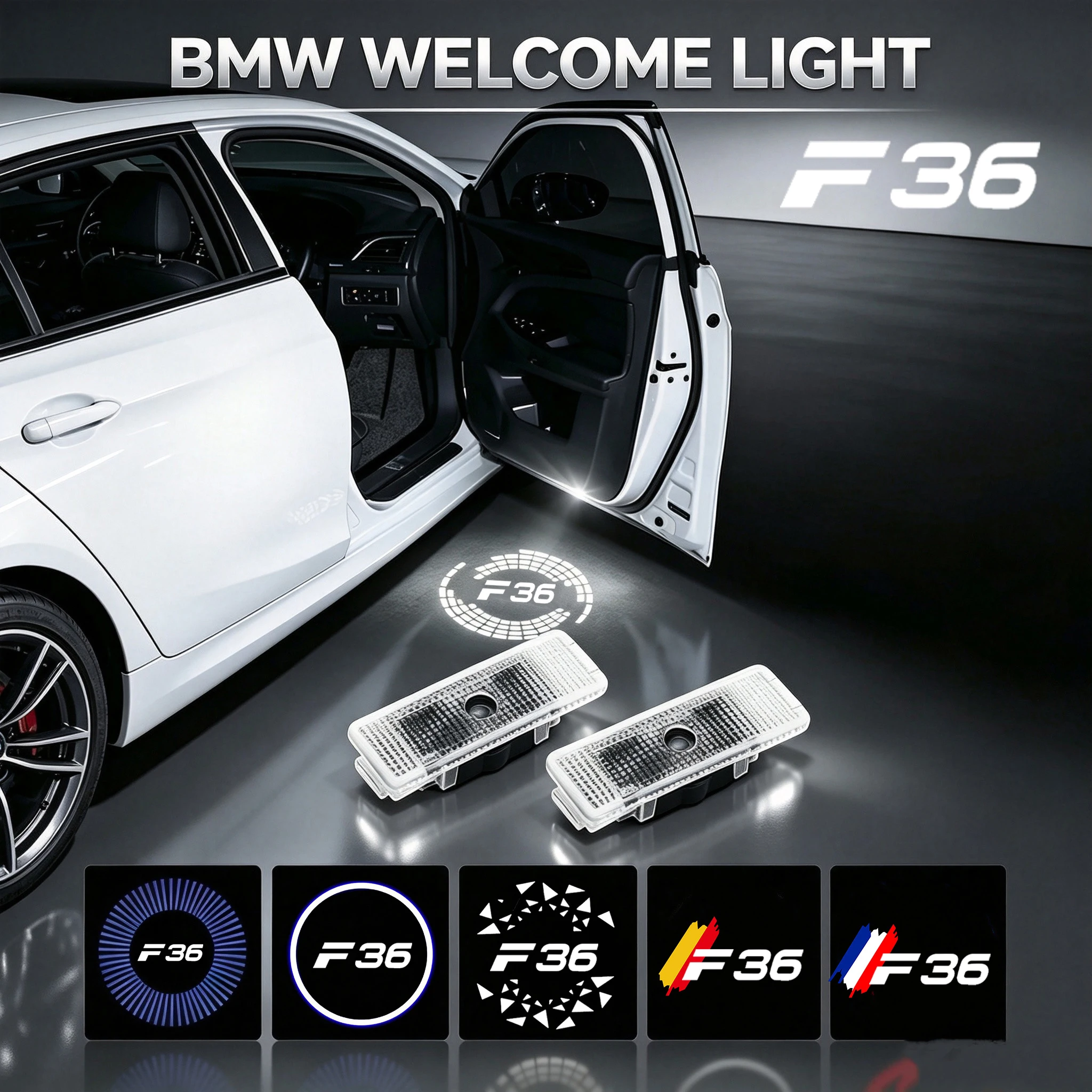 2PCS LED Car Door Projector Welcome Lights For BMW 4 Series F36 2013‑2023 Ghost Shadow Courtesy Badge Lamp Decor Accessories