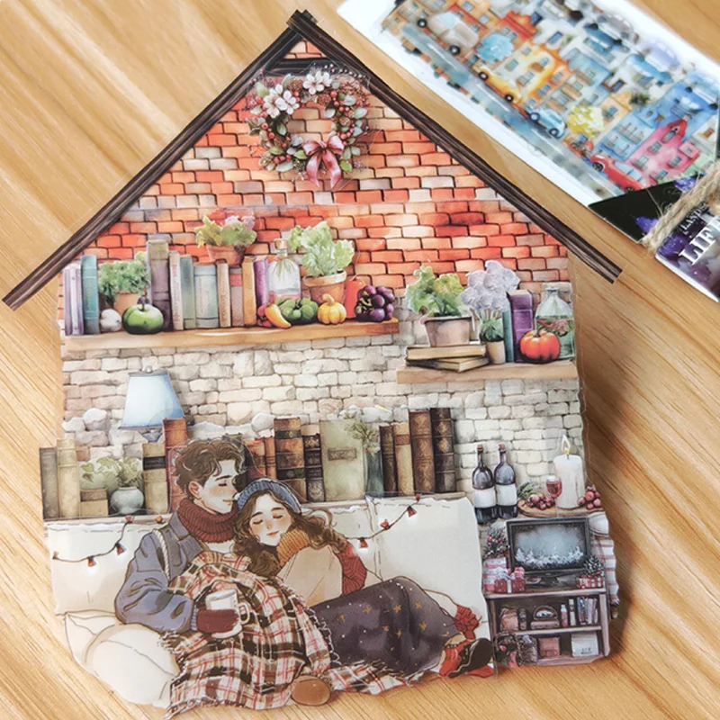 20 Sheets/Bag Cozy Daily Life Scenery PET Stickers Pack Scrapbook Journal DIY Planner Phone Case Notebook Decoration Craft Gift