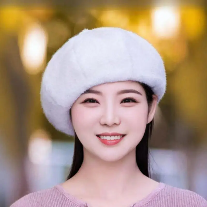 Elegant Lady Beret British Vintage Painter Hat Luxury Quality Warmer Felt Hat Berets Winter Beanies Hat