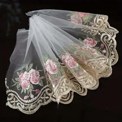 1 Yard Pink Flower Embroidery Lace trim Sewing Craft DIY Apparel Lace Fabrics Wide Repair 16CM