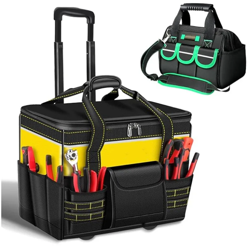 

Cross-border Amazon's new wheeled rolling tool thickened wear-resistant retractable handle tool storage bag
