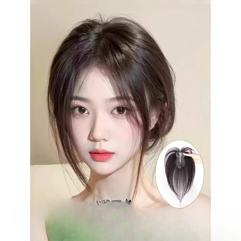 

Wig female piece, top of the head reissue, high cranial top increase, cover white hair, fluffy, real hair without traces