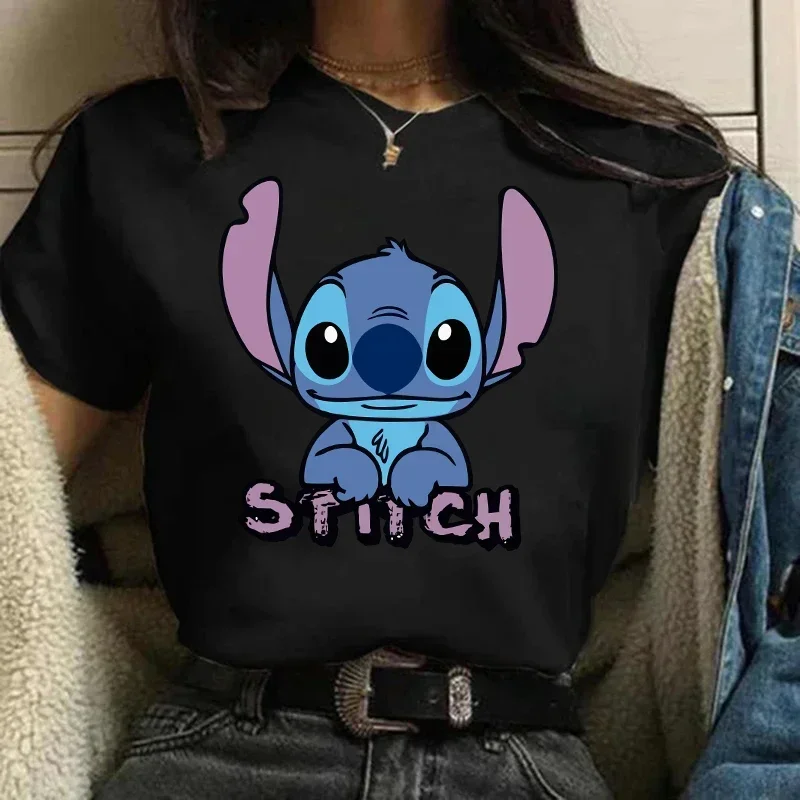 

Gothic Stitch Funny Cartoon T Shirt Women Lilo Stitch T-shirt Graphic Y2K Tops Tshirt Hip Hop Tees Female Clothes Goth