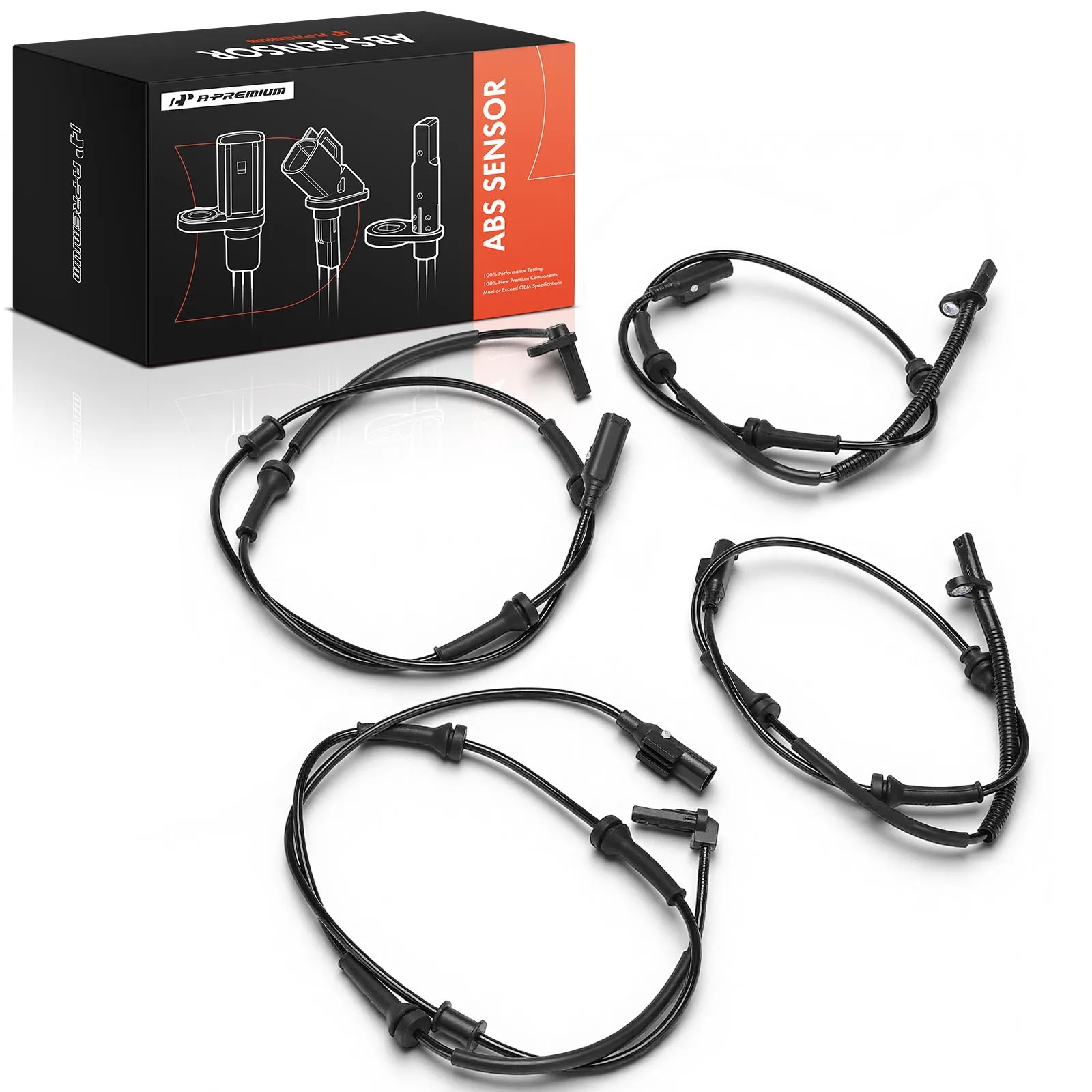 A-Premium 4Pcs Front & Rear Side(Driver & Passenger Side) ABS Speed Sensor for Fiat 500 2012-2019