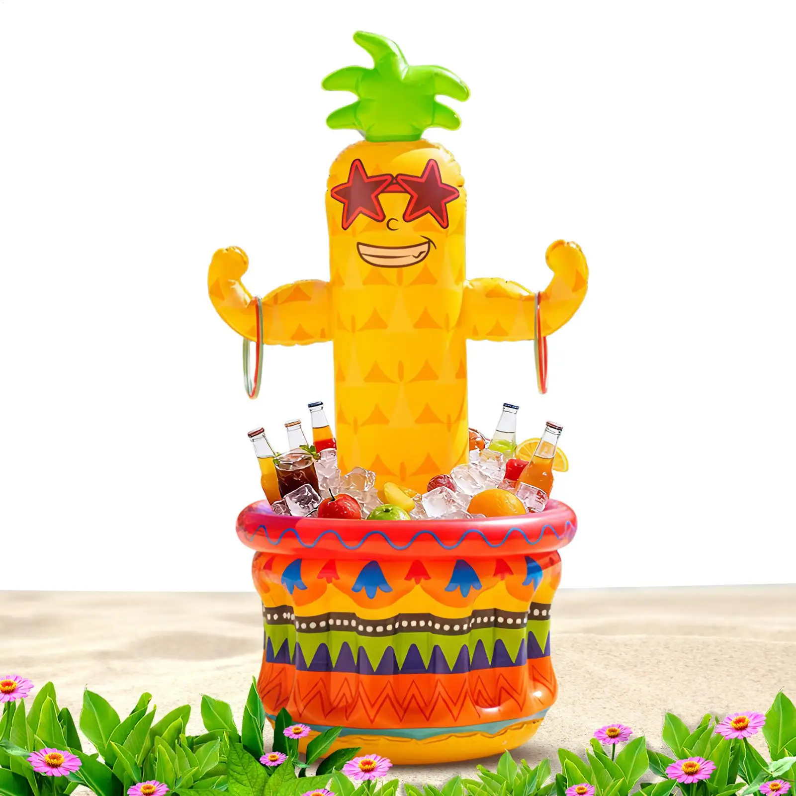 

Inflatable Cooler 48 Inch Hawaiian Portable Beer Drink Cooler Hawaiian Themed Party Decorations For Beer BBQ Bar Beach Games