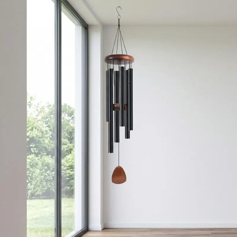 Classic 26 Inch Aluminum Pipe Wind Chimes With Wooden Hanging Tag Farmhouses Terraces Gardens Balcony Corridor Decoration