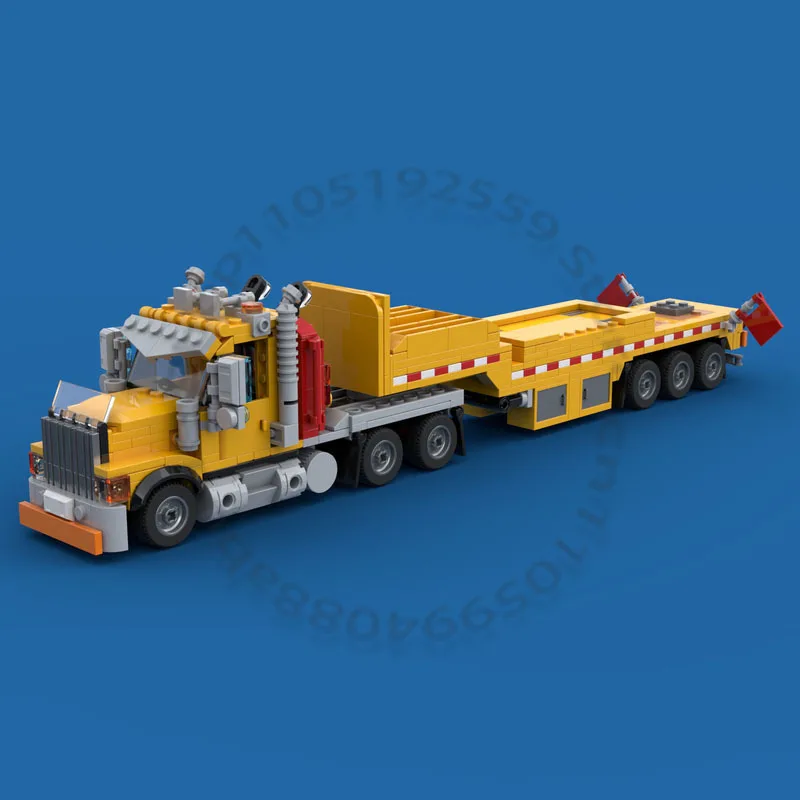 697 pçs transporte carro construção caminhão e reboque passo moc personalizar bloco de construção modular popular brinquedo diy presente aniversário