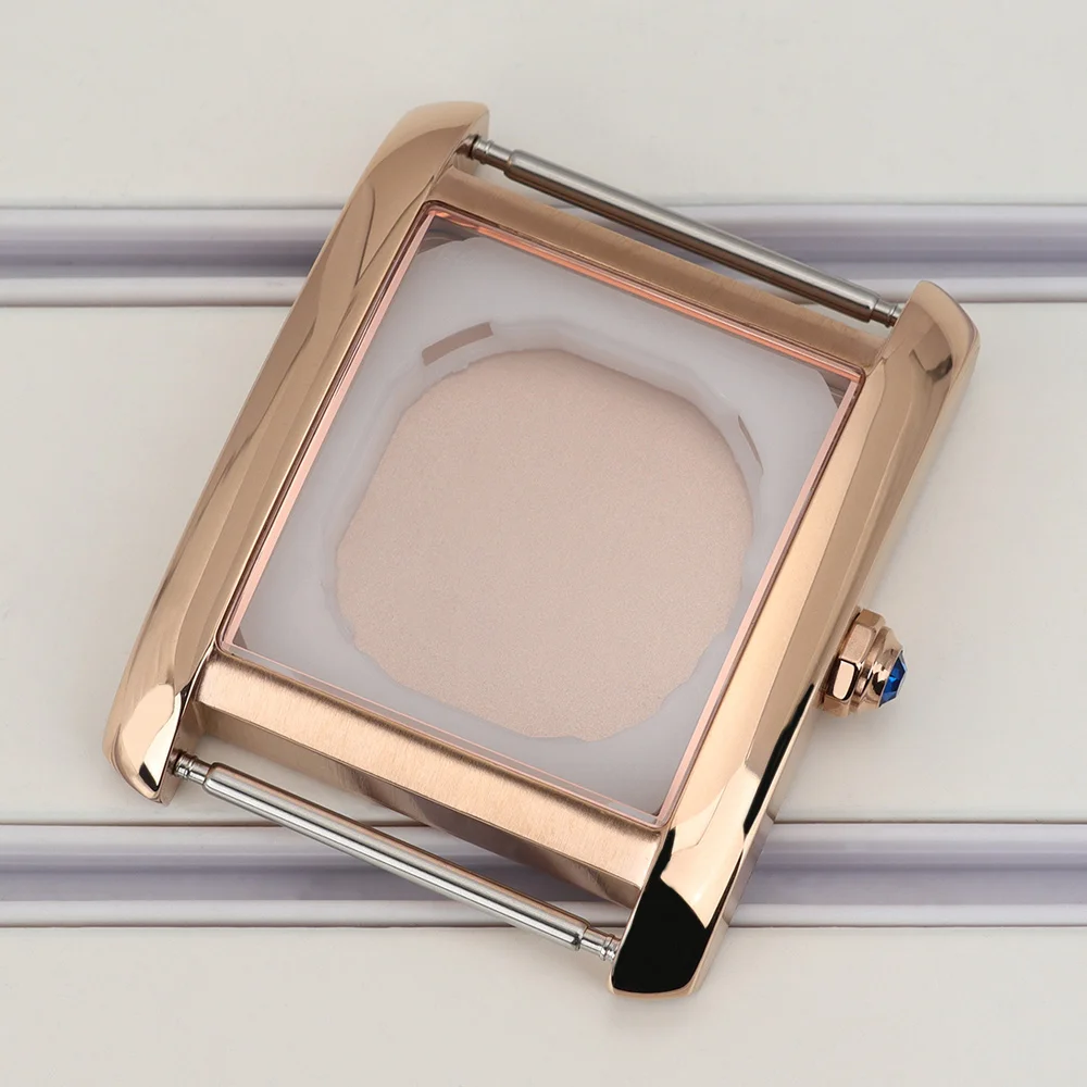 

34.6mm Rose Gold Watch Case Stainless Steel Watch Assemble Repair parts For Miyota 2115 Quartz Movement Domed Sapphire Crystal
