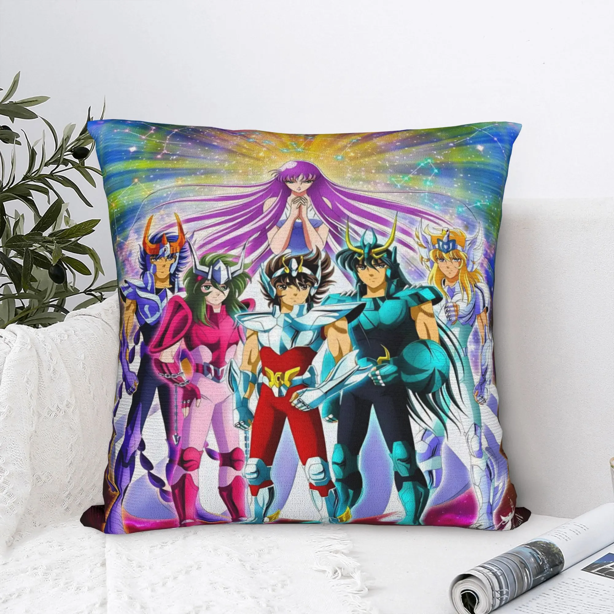 Pillow Case Saint Seiya Gold Saint Comfy  Pillow Cover For Chair Sofa Home Decor Vintage Pillowcases