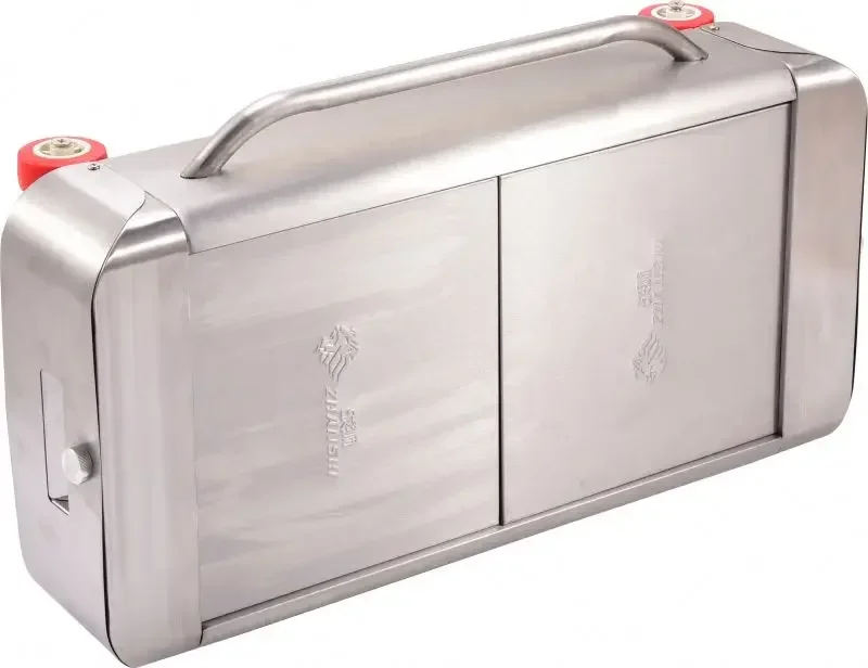 Neues Design, tragbarer Koffer, Outdoor-Camping-Grill, faltbarer Holzkohle-BBQ-Grill aus Edelstahl