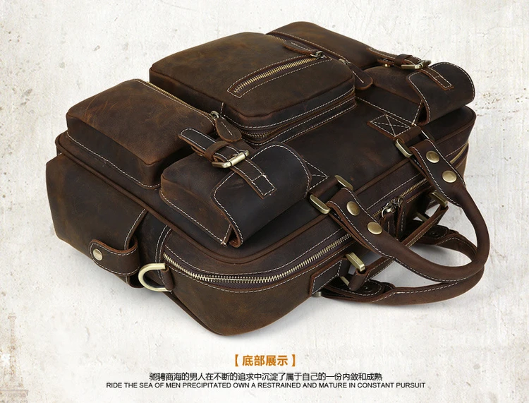 Vintage Crazy Horse Genuine Leather Travel Bag Men Luggage Bag of trip Male Leather Duffle bag Carry On Tote Handbag Large M038