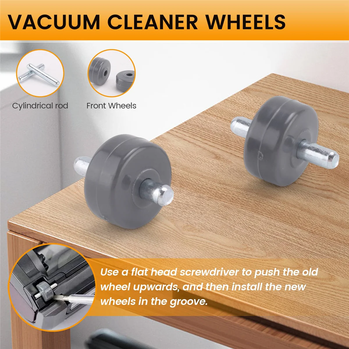 6 Pcs Front Wheels for Shark Vacuum Cleaner NV350 NV351 NV352 NV355 NV356E NV500 NV501 NV502 and More