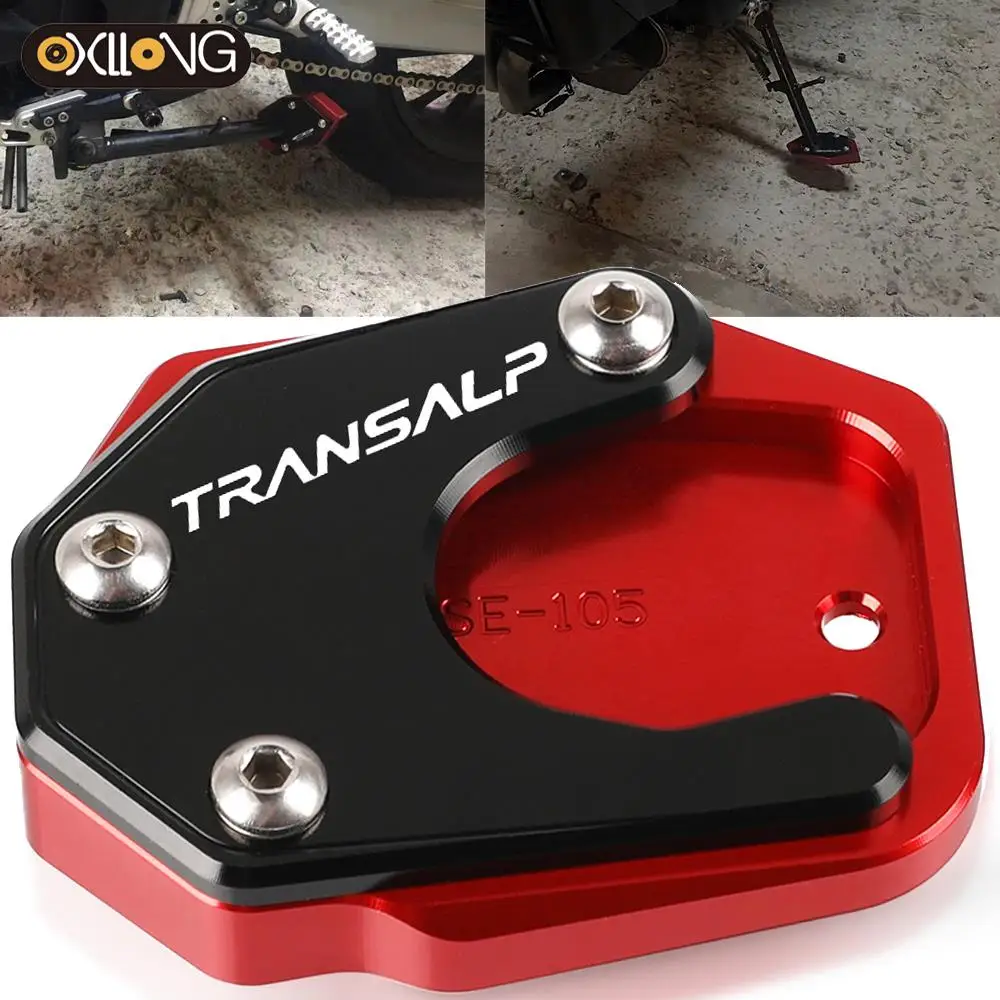 For Honda XLV 600 650 700 TRANSALP XL600V XL650V XL700V CNC Side Stand Foot Kickstand Enlarge Extension Support Plate Pad