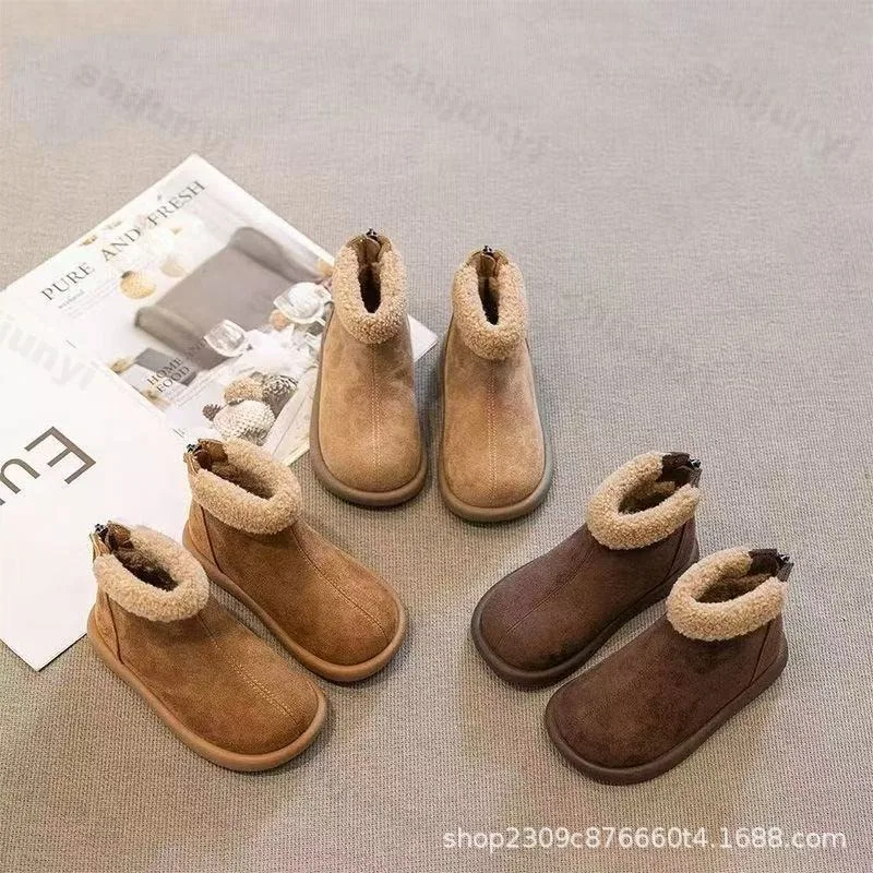 2025 Winter Girls Snow Boots Children's Boots New Warm Plush Outdoor Ankle Boots Platform Non Slip Kids Cold-proof Casual Shoes