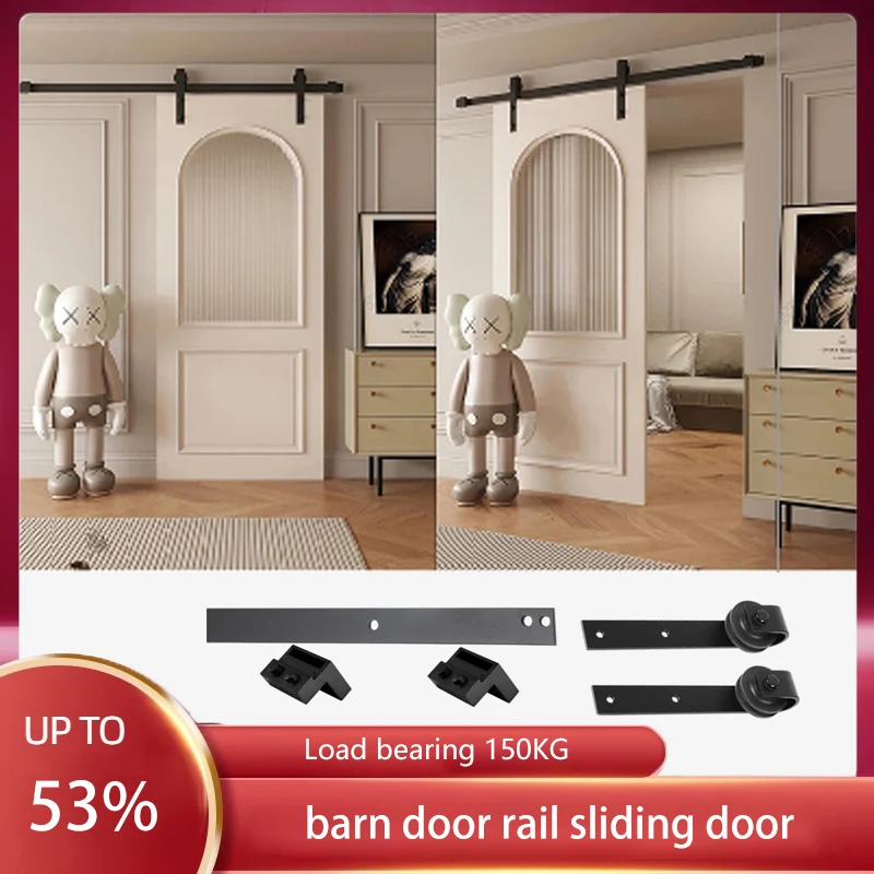 

Barn Door Hanging Rail Thickened Track Pulley Bathroom Room Kitchen Living Room Hardware Bathroom Sliding Door Hanging Wheel