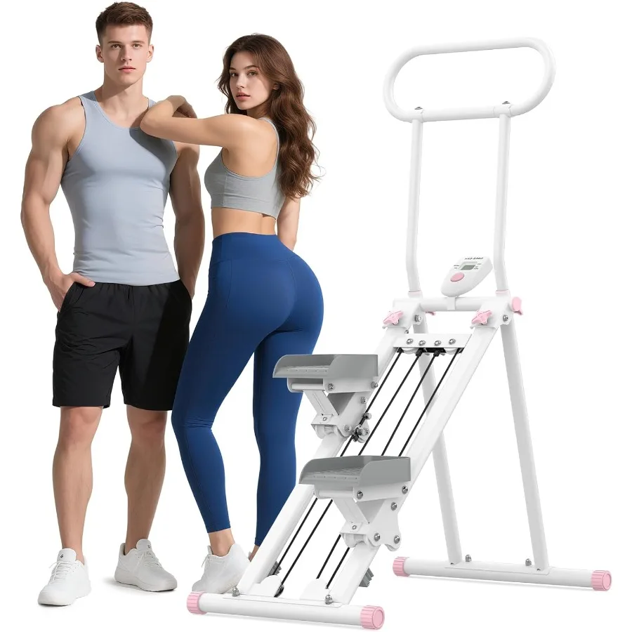 Treppenstepper für das Heim-Fitnessstudio: Zusammenklappbares vertikales Kletterer-Cardio-Übungsgerät für Ganzkörpertraining mit verstellbarer Lenker-ID