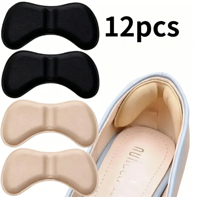 12Pcs Self-Adhesive Heel Cushion Pads for Pain Relief Anti Wear Foot Care Protector Gel Insoles Patch Cracked Heel Support
