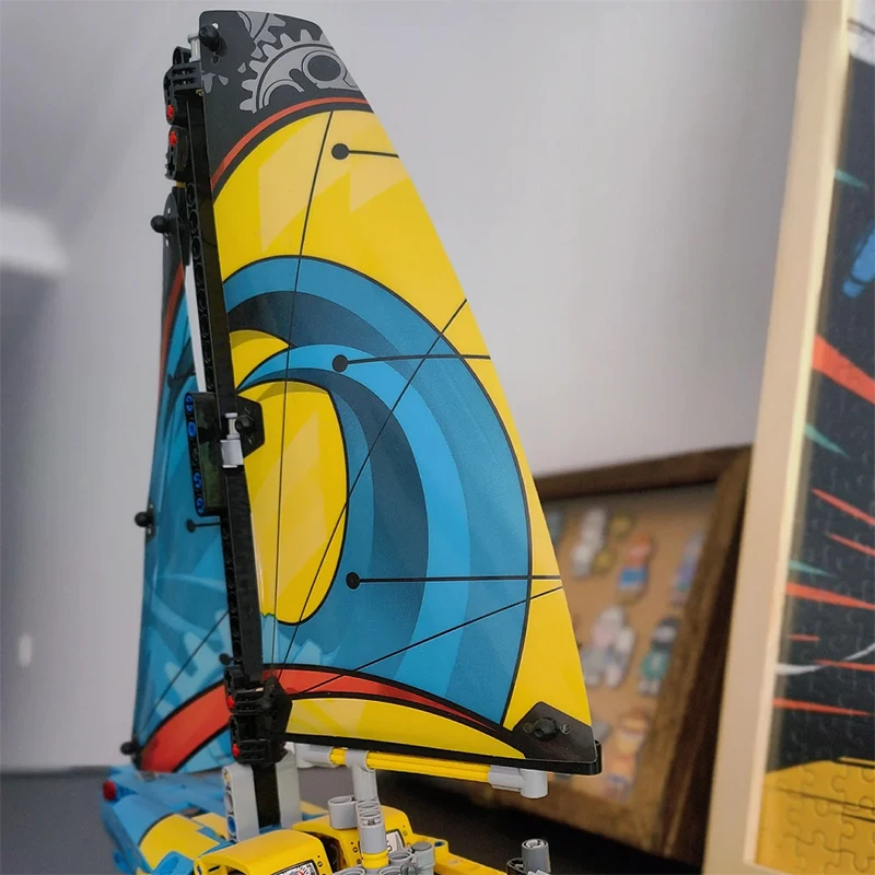 التقنية 370 قطعة سباق يخت اللبنات الإبحار يخت الرياضات المائية Catamaran تجميع الطوب اللعب هدايا للأطفال صبي الكبار #6