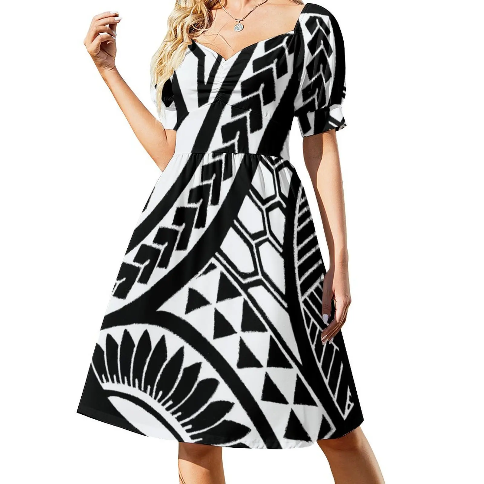 

polynesian tribal Short Sleeved Dress Woman dresses Female dress prom dress summer woman 2025 trendy