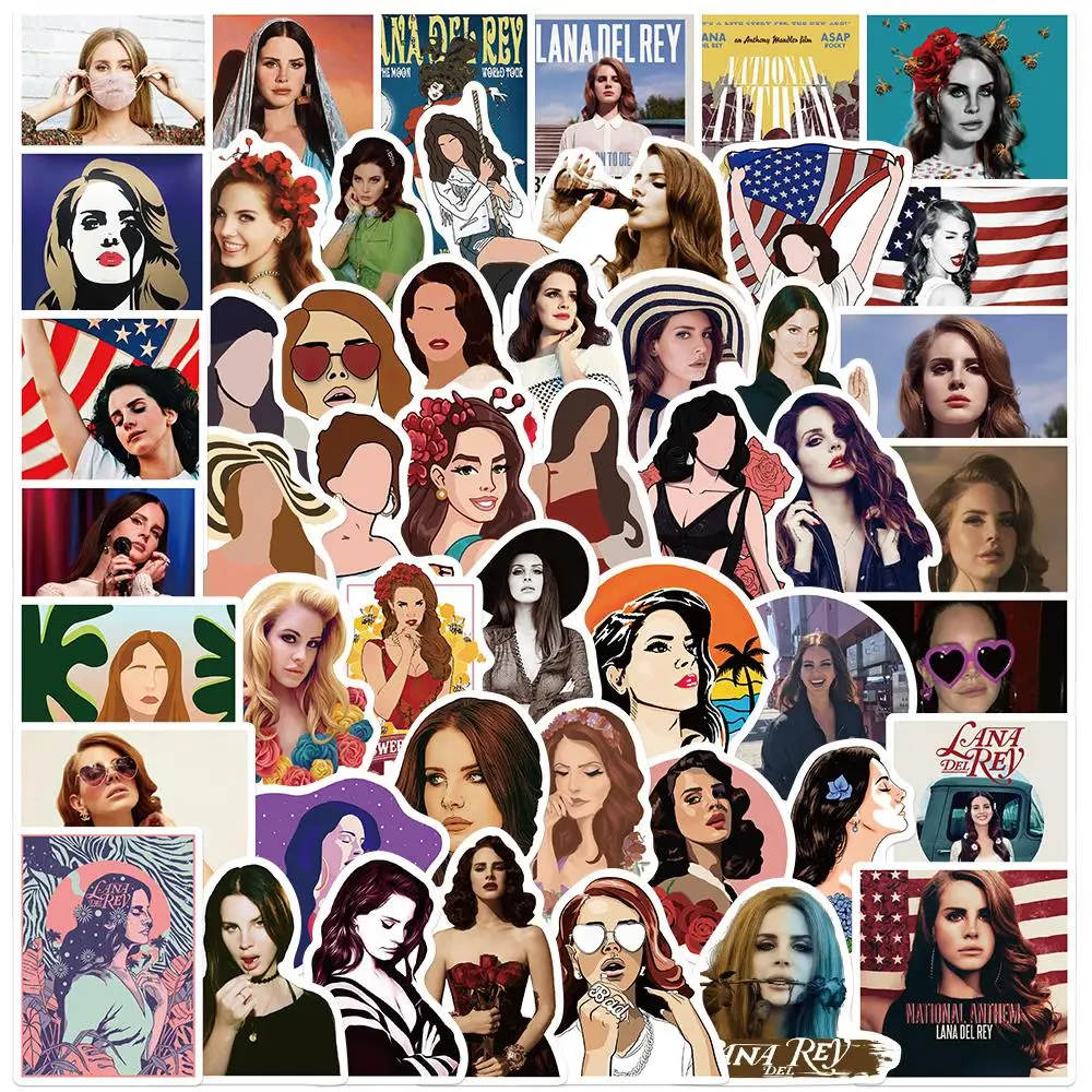 50PCS Singer Lana Del Rey Sticker DIY Laptop Guitar Phone Motorcycle Fridge Waterproof Graffiti Decal Kid Gift Toy Sticker