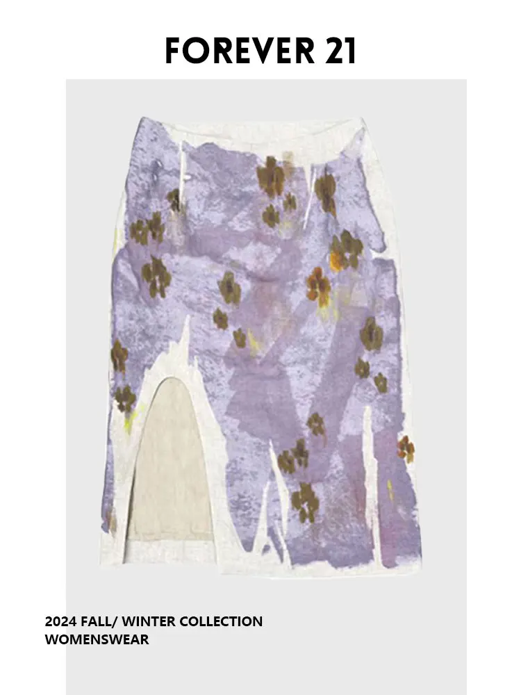 

Асимметричная юбка миди с цветочным принтом в стиле арт-деко, стройнящая фигуру, для повседневной носки, от Forever 2, одиночный предмет