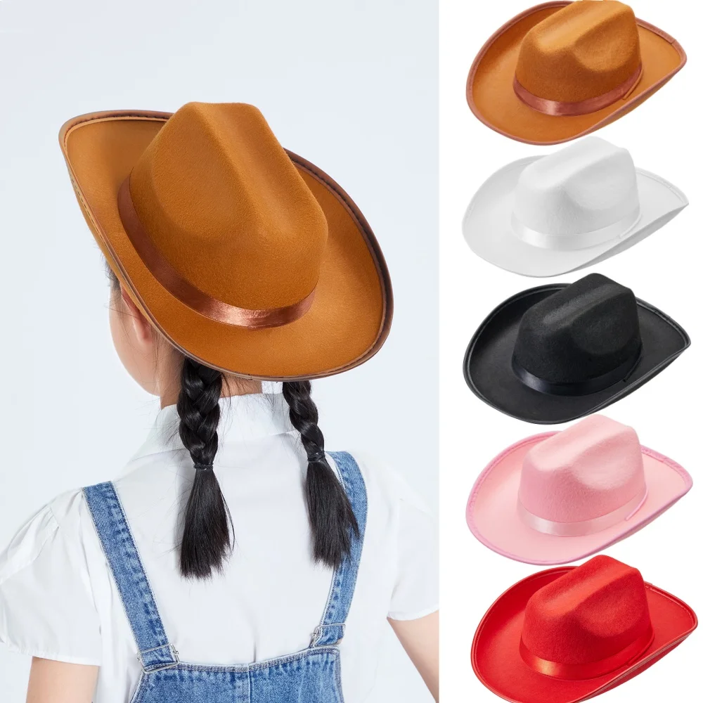

Kids Girls Boys Cowboy Hats Wide Brim Western Cowgirl Hat with Adjustable Strap, Costume Accessories