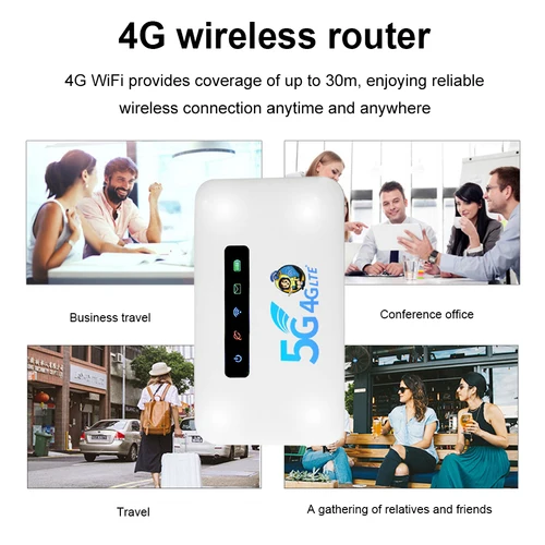 Imagen 2 del producto Punto de acceso WiFi móvil, enrutador inalámbrico portátil 4G CAT4 de 150Mbps, batería de 2600mAh con ranura para tarjeta SIM para viajes al aire libre