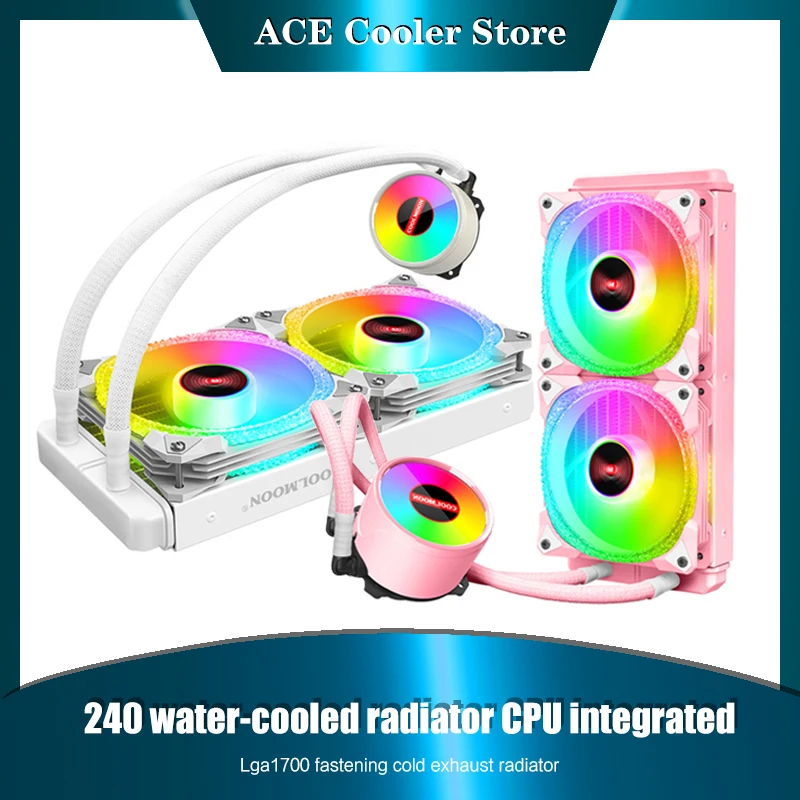 

AIO 240mm CPU Water Cooling Cooler RGB For Intel LGA1700 1150 1151 1155 1200 1366 2011 AMD AM3 AM4 Liquid Radiator Pink White