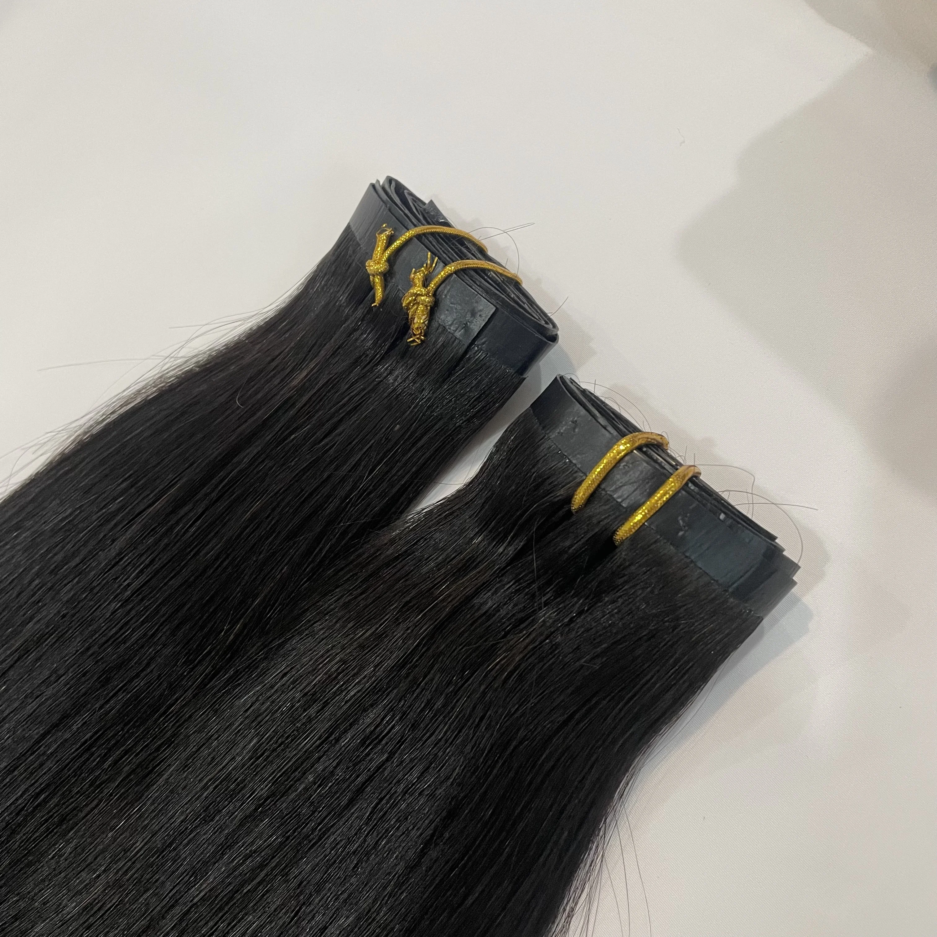 Wholesale Raw Indian Clips In Best Quality Human Hair Vendor Easy To Wear Pu Seamless Clip In Hair Extensions Natural Color