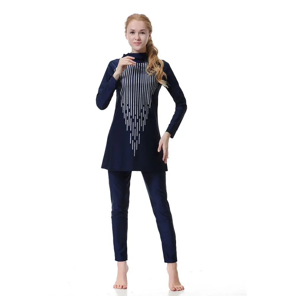 

3 Sets Swimsuit for Muslim Women No Steel Bracket with Chest Pad Swimwear Spring Blue Sports Islam Clothing Beach Elegant