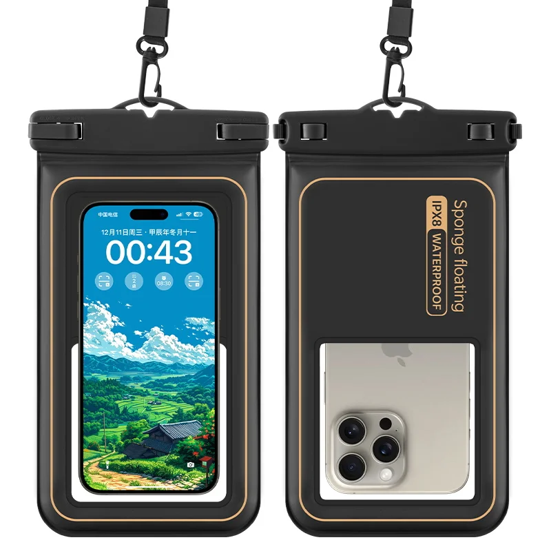 Bolsa impermeable para teléfono, funda universal impermeable para teléfono, bolsa seca con cordón para iPhone Samsung Xiaomi Google de hasta 7,0 pulgadas