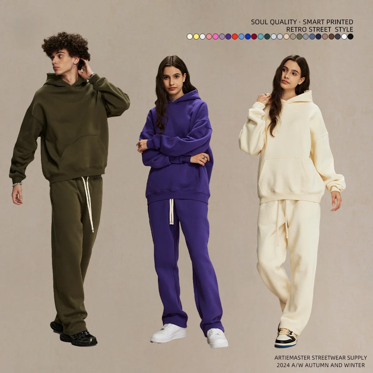 26 Colors Men's Women's Unisex Casual Hoodie Wool Warm Loose Oversized Hoodie American Solid Color Hoodie Autumn Winter Clothing