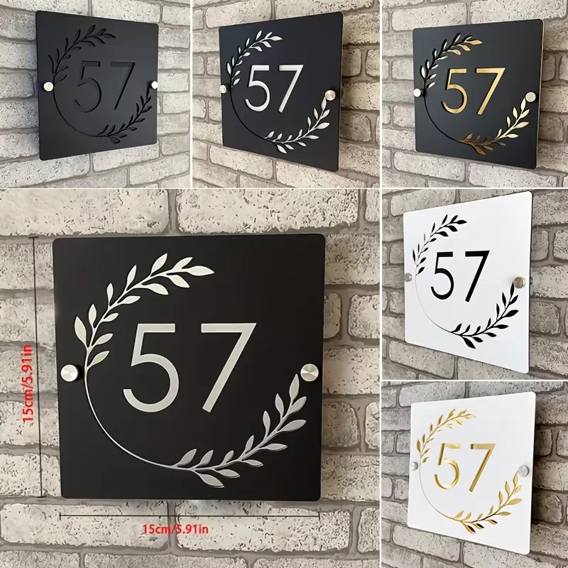 Modern Acrylic 3D Personalized Acrylic House Number Sign – Outdoor Address Plaque with Custom Name for Door or Street Decoration