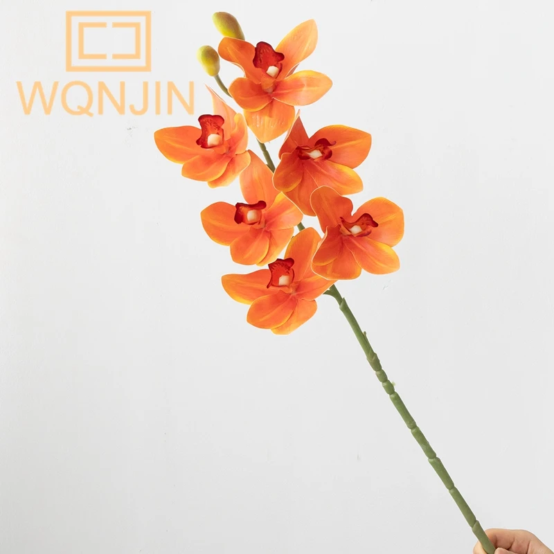 1 unidad de flor artificial de lujo Huilan de 6 cabezas con ramas largas, decoración floral para el hogar, sala de estar y escritorio