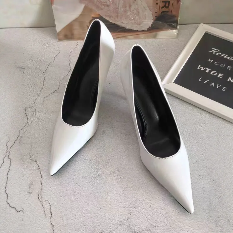 

Новинка 2025, черные женские туфли на высоком каблуке с острым носком, универсальные темпераментные туфли на тонком каблуке