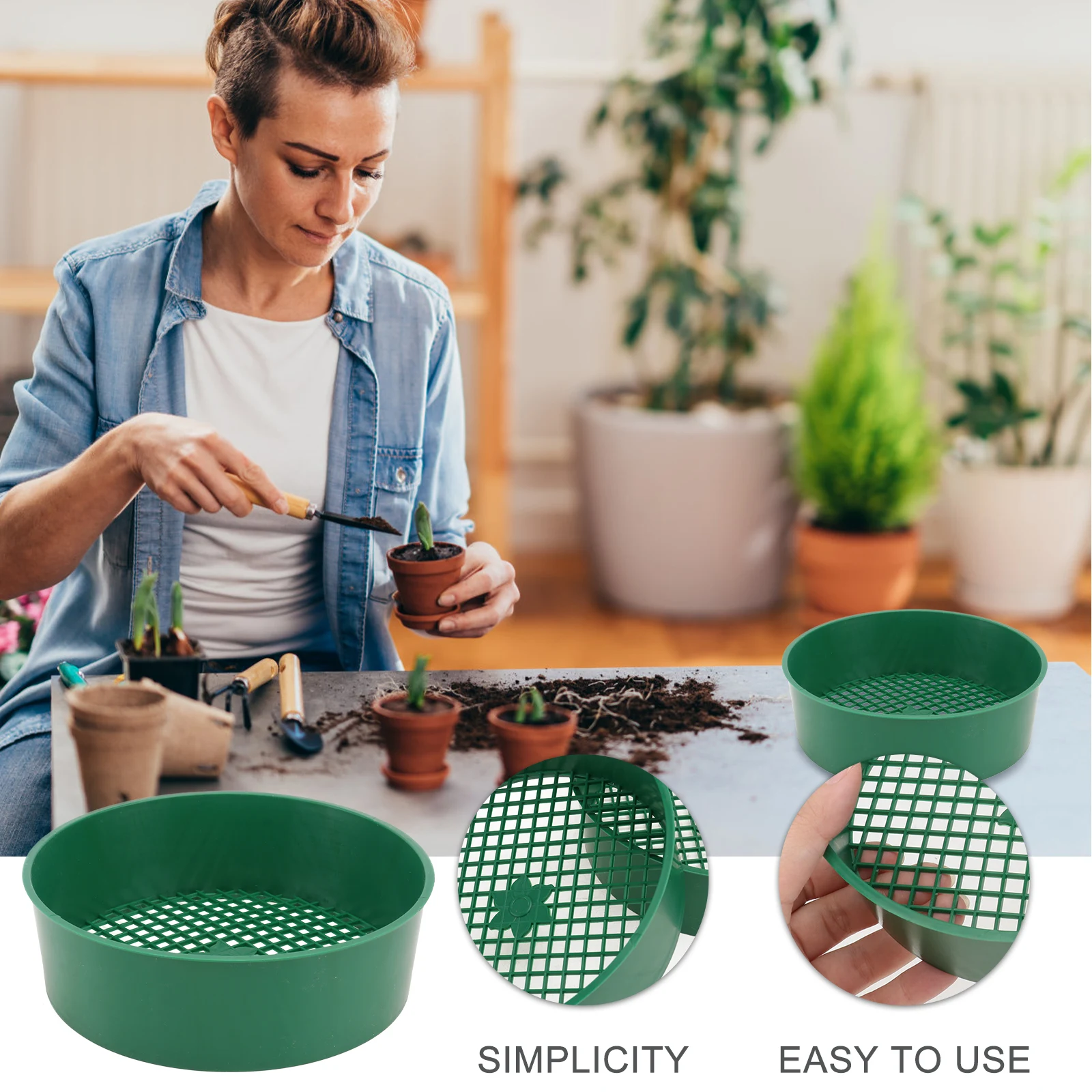 

5pcs Plastic Mesh Sieve Lightweight Durable Gardening Tools Soil Filter Sieve Planting Accessories Reusable Safe Environmental