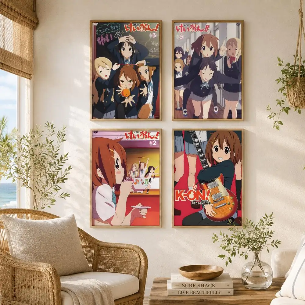 Hot Anime K-K-ONS ON Cute Girl Painting Calligraphy High-Quality Canvas Wall Mural Crease-Free For Living Room Bedroom Interiors