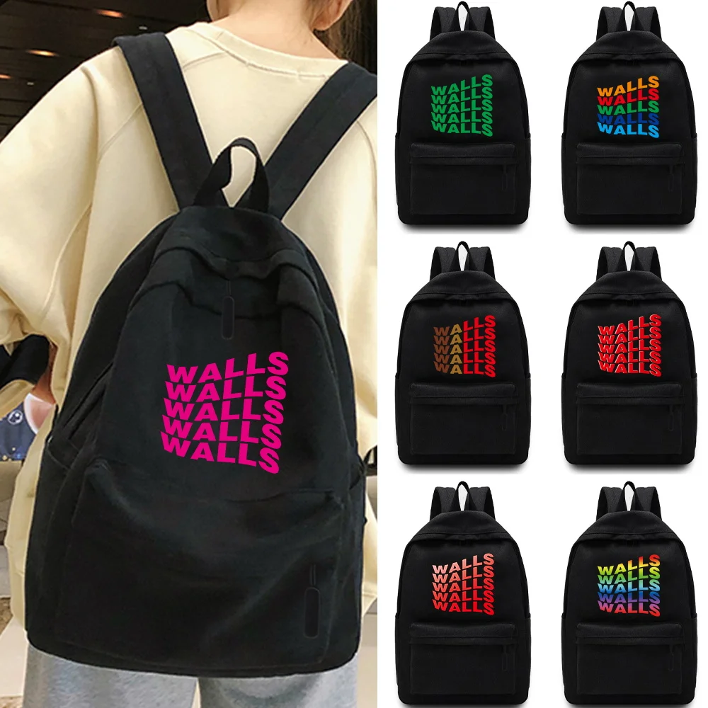 

Women's Backpack Walls Letter Female Multi-pocket Casual Woman Travel Bag High Quality Schoolbag for Teenage Girl Book Knapsack