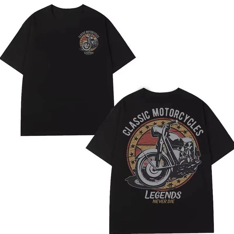 

Men's Summer Retro Cycling T-shirt Sweat-absorbing Breathable Top Cotton Short-sleeved Trendy Versatile Men's Clothing