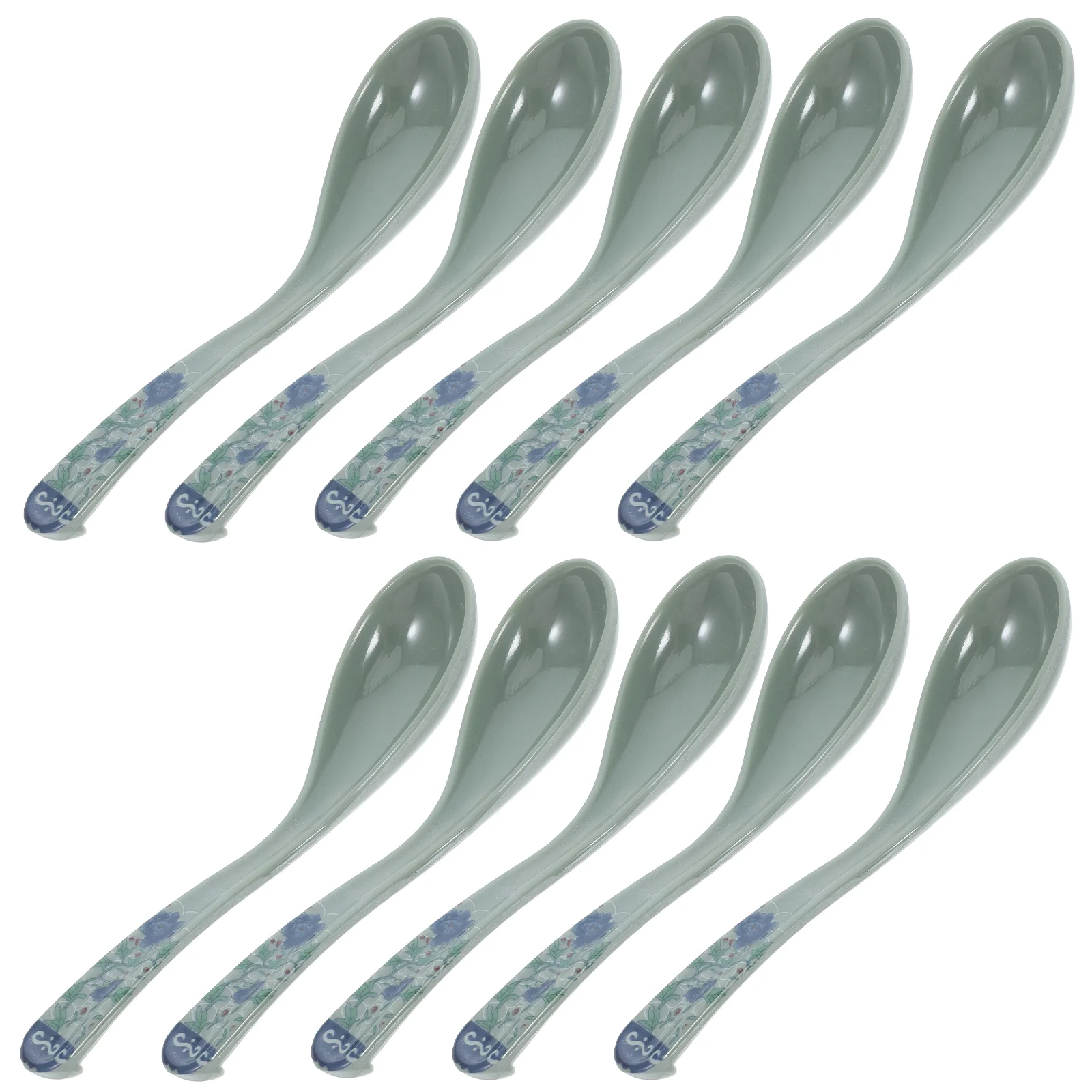 

10 Pcs Espresso Spoon Serving Utensils Soup Spoons Blue and White Melamine Food