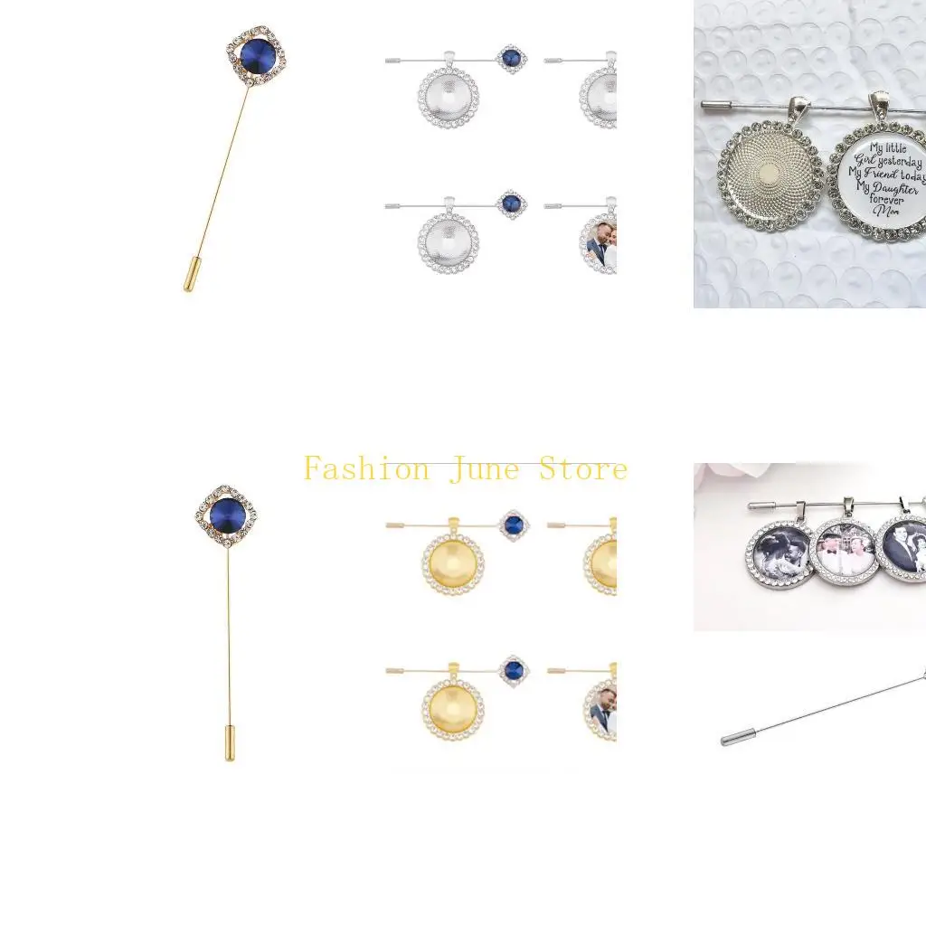 N5KA Unisex Crystal Dress Corsage Pin With Secure Clasp Design Lightweight Chest Brooch For Suits Jackets Event