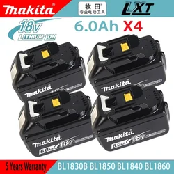 For Makita 18v 6Ah Rechargeable Lithium Ion  Makita 18 v Battery With Charger Power Tool Battery BL1860BL1850 BL1830