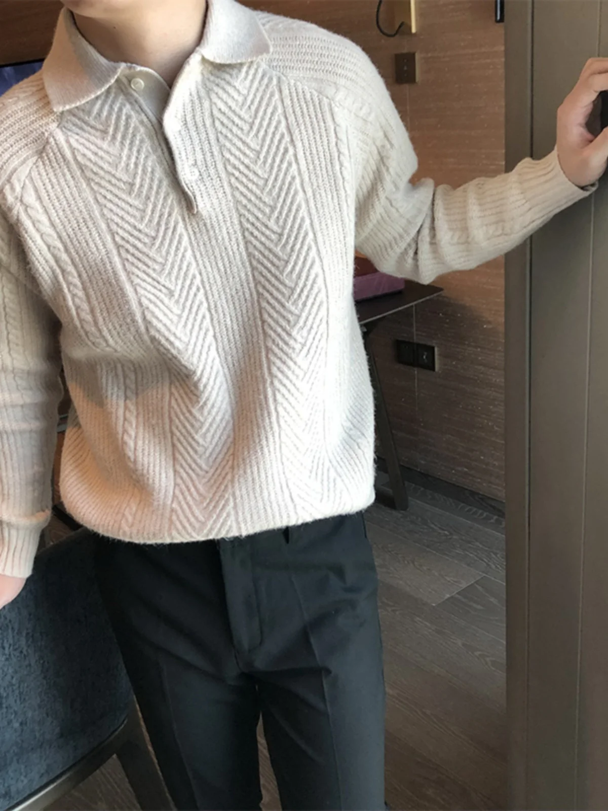 

Ретро-японский вязаный свитер однотонного цвета с воротником, спущенными плечами, длинными рукавами, молодежный, повседневный, зимний, модный