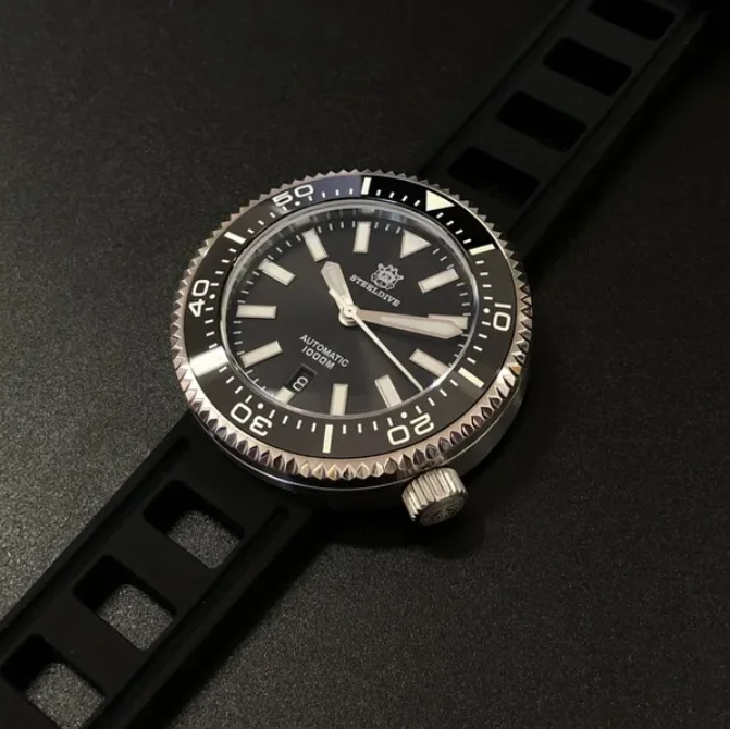 STEELDIVE Men Automatic Watch 46mm Mechanical Wristwatch Diver 100ATM Waterproof BGW-9 Luminous Clock Ceramic bezel NH35