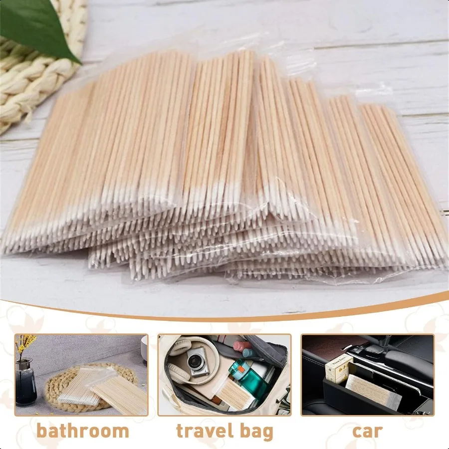 Tampone di cotone per microblading da 1000 pezzi Tamponi di cotone con punta a punta Tamponi di cotone Bastoncini di legno Applicatore con punta di cotone Tatuaggio permanente