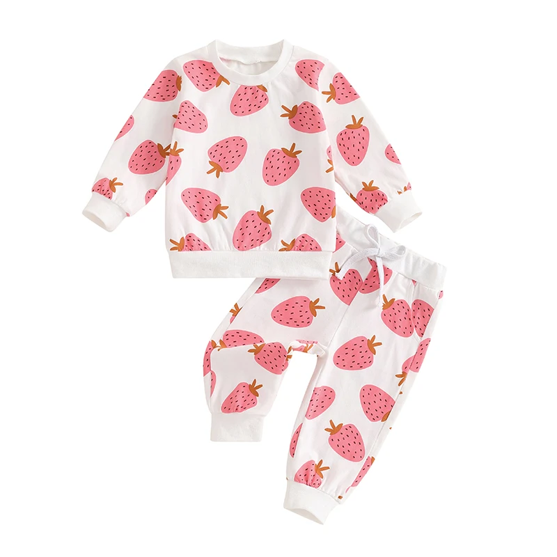 Toddler Baby Girl Clothes 3 6 9 12 18 24 Months Printed Long Sleeve Sweatshirt Top Pants Set Fall Winter Outfits