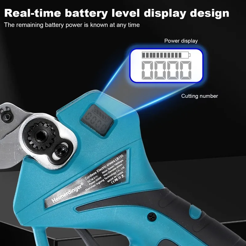 Brushless 300W Pruning Shears 1.8T Bite Force, 40MM Branch Cut, 19800RPM, Cordless 18V, Digital Display, No battery