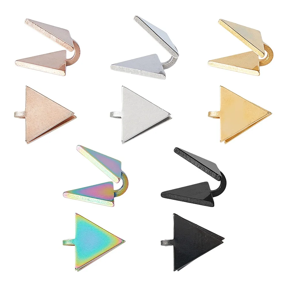 

10Pcs 5 Colors 304 Stainless Steel Cuff Earrings Mixed Color Triangle 9.5x12mm 2pcs/color