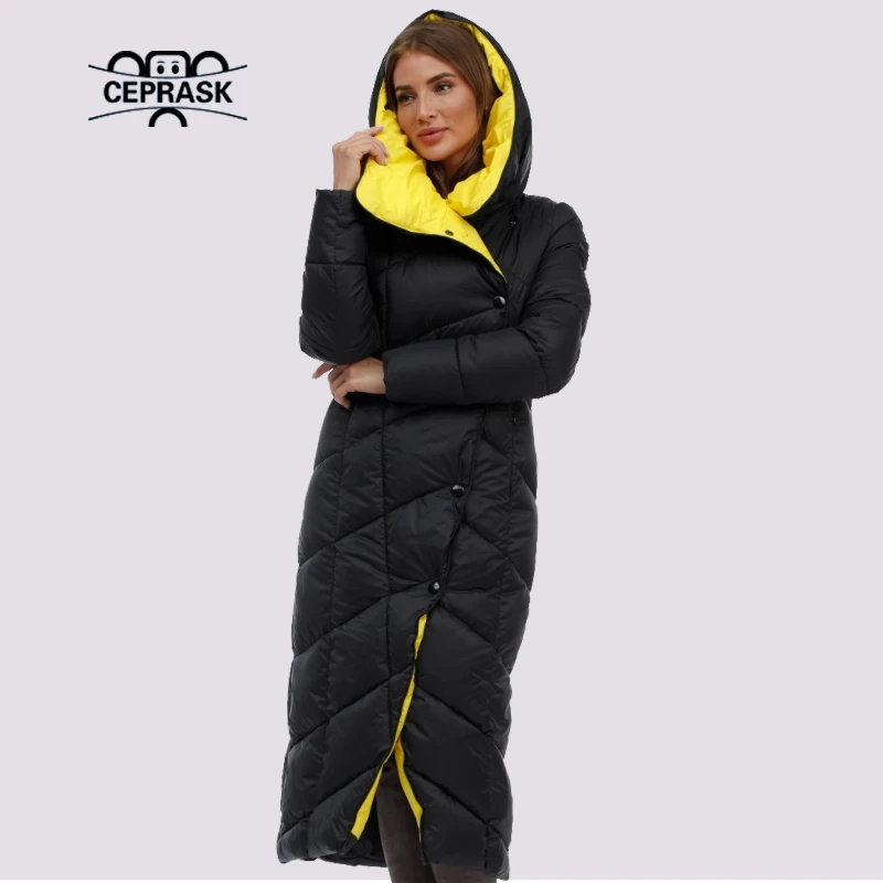 

CPRASK 2023 Winter Down Jacket Women X-Long Fashion Warm Female Padded Quilted Coat Thick Cotton Overcoat Quality Winter Parkas